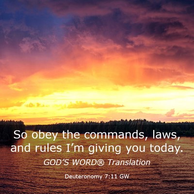 Picture 03 - Deuteronomy 7:11 GW - So obey the commands, laws, and rules I’m - Bible Verse Picture