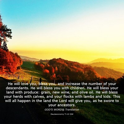 Picture 03 - Deuteronomy 7:13 GW - He will love you, bless you, and increase the - Bible Verse Picture