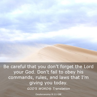 Picture 03 - Deuteronomy 8:11 GW - Be careful that you don’t forget the Lord your - Bible Verse Picture