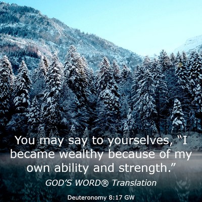 Picture 03 - Deuteronomy 8:17 GW - You may say to yourselves, “I became wealthy - Bible Verse Picture