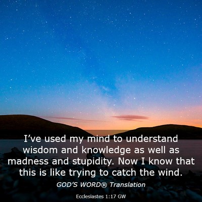 Picture 03 - Ecclesiastes 1:17 GW - I’ve used my mind to understand wisdom and - Bible Verse Picture