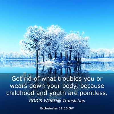 Picture 03 - Ecclesiastes 11:10 GW - Get rid of what troubles you or wears down your - Bible Verse Picture