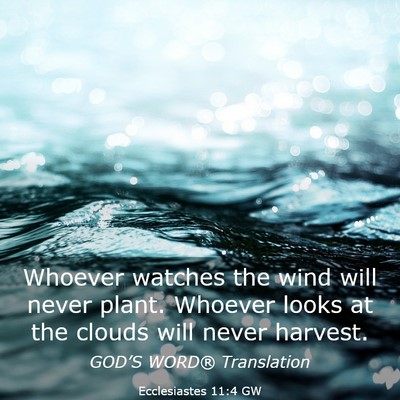 Picture 03 - Ecclesiastes 11:4 GW - Whoever watches the wind will never plant. - Bible Verse Picture