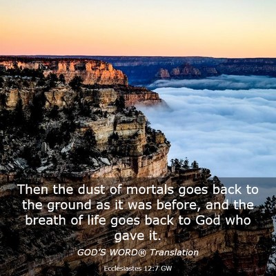 Picture 03 - Ecclesiastes 12:7 GW - Then the dust of mortals goes back to the ground - Bible Verse Picture