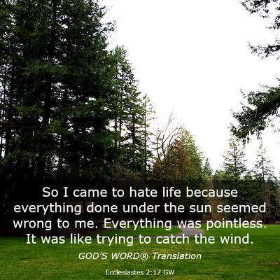 Picture 03 - Ecclesiastes 2:17 GW - So I came to hate life because everything done - Bible Verse Picture
