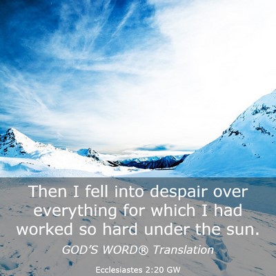 Picture 03 - Ecclesiastes 2:20 GW - Then I fell into despair over everything for - Bible Verse Picture