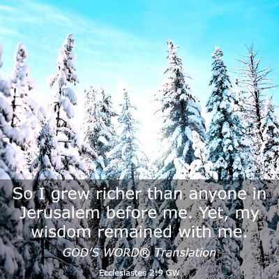 Picture 03 - Ecclesiastes 2:9 GW - So I grew richer than anyone in Jerusalem before - Bible Verse Picture