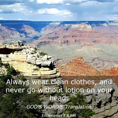 Picture 03 - Ecclesiastes 9:8 GW - Always wear clean clothes, and never go without - Bible Verse Picture