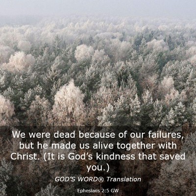 Picture 03 - Ephesians 2:5 GW - We were dead because of our failures, but he made - Bible Verse Picture