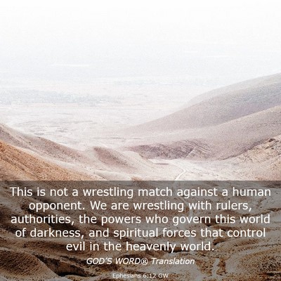 Picture 03 - Ephesians 6:12 GW - This is not a wrestling match against a human - Bible Verse Picture