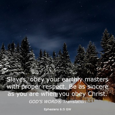 Picture 03 - Ephesians 6:5 GW - Slaves, obey your earthly masters with proper - Bible Verse Picture