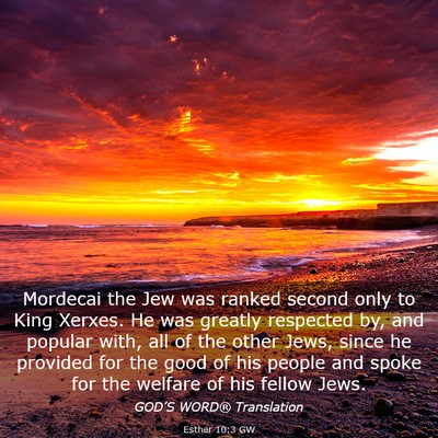Picture 03 - Esther 10:3 GW - Mordecai the Jew was ranked second only to King - Bible Verse Picture