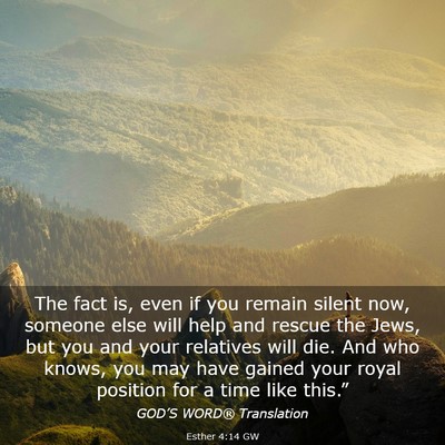 Picture 03 - Esther 4:14 GW - The fact is, even if you remain silent now, - Bible Verse Picture