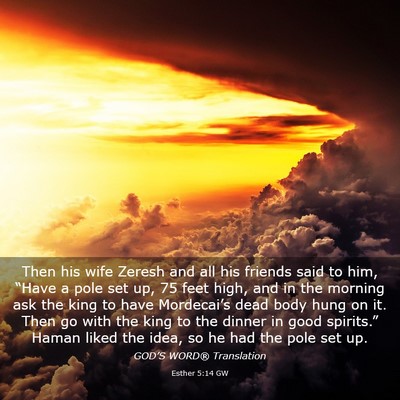 Picture 03 - Esther 5:14 GW - Then his wife Zeresh and all his friends said to - Bible Verse Picture