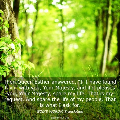Picture 03 - Esther 7:3 GW - Then Queen Esther answered, “If I have found - Bible Verse Picture