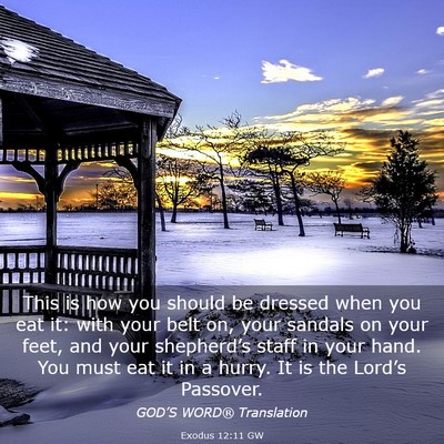Picture 03 - Exodus 12:11 GW - This is how you should be dressed when you eat - Bible Verse Picture