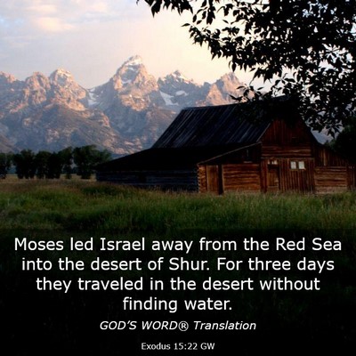 Picture 03 - Exodus 15:22 GW - Moses led Israel away from the Red Sea into the - Bible Verse Picture