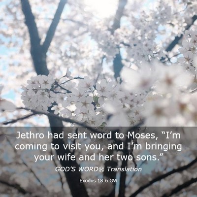 Picture 03 - Exodus 18:6 GW - Jethro had sent word to Moses, “I’m coming to - Bible Verse Picture