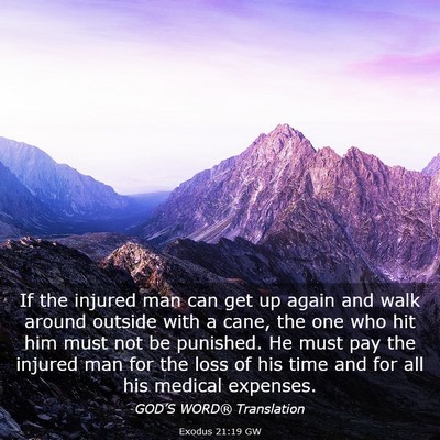Picture 03 - Exodus 21:19 GW - If the injured man can get up again and walk - Bible Verse Picture