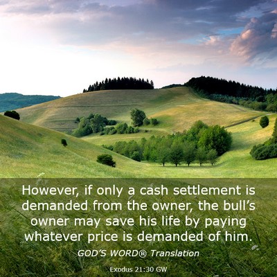 Picture 03 - Exodus 21:30 GW - However, if only a cash settlement is demanded - Bible Verse Picture