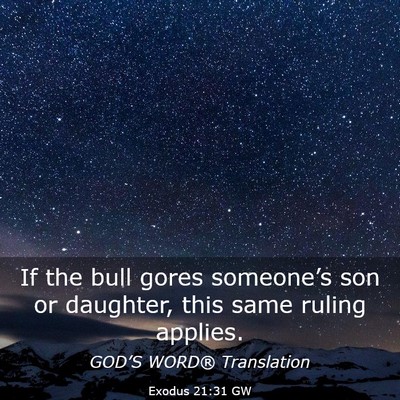 Picture 03 - Exodus 21:31 GW - If the bull gores someone’s son or daughter, - Bible Verse Picture