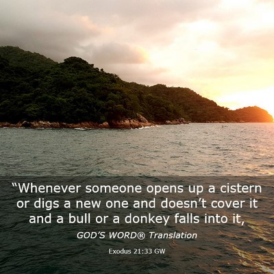 Picture 03 - Exodus 21:33 GW - “Whenever someone opens up a cistern or digs a - Bible Verse Picture