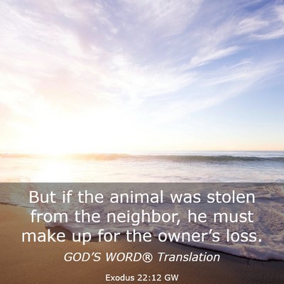 Picture 03 - Exodus 22:12 GW - But if the animal was stolen from the neighbor, - Bible Verse Picture