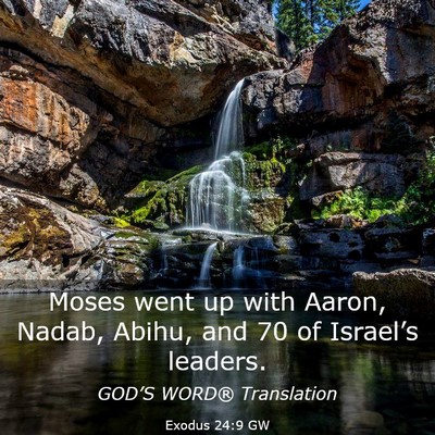 Picture 03 - Exodus 24:9 GW - Moses went up with Aaron, Nadab, Abihu, and 70 of - Bible Verse Picture