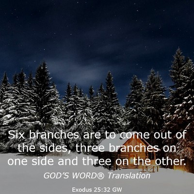 Picture 03 - Exodus 25:32 GW - Six branches are to come out of the sides, three - Bible Verse Picture