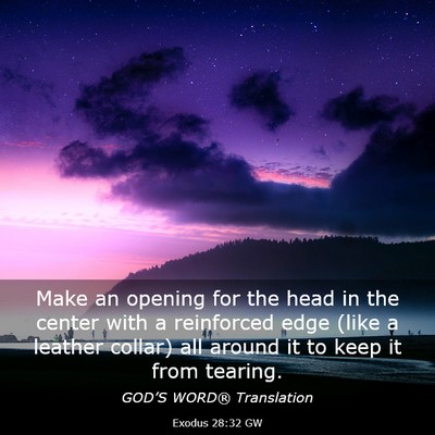Picture 03 - Exodus 28:32 GW - Make an opening for the head in the center with a - Bible Verse Picture