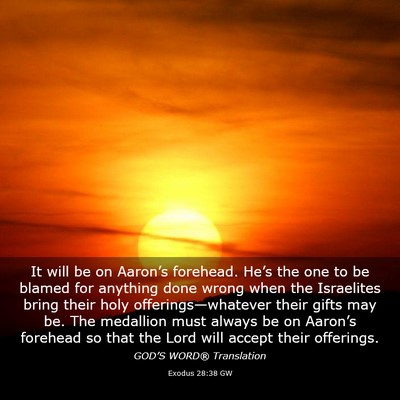 Picture 03 - Exodus 28:38 GW - It will be on Aaron’s forehead. He’s the one - Bible Verse Picture