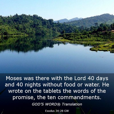 Picture 03 - Exodus 34:28 GW - Moses was there with the Lord 40 days and 40 - Bible Verse Picture