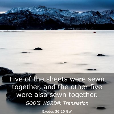 Picture 03 - Exodus 36:10 GW - Five of the sheets were sewn together, and the - Bible Verse Picture