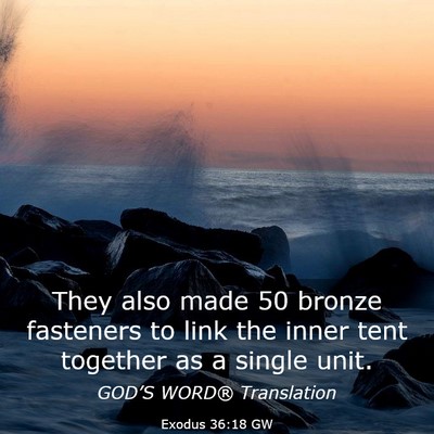 Picture 03 - Exodus 36:18 GW - They also made 50 bronze fasteners to link the - Bible Verse Picture