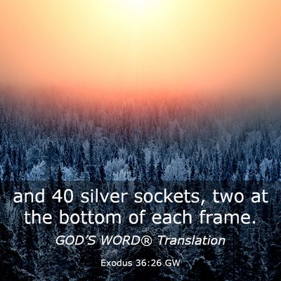 Picture 03 - Exodus 36:26 GW - and 40 silver sockets, two at the bottom of each - Bible Verse Picture