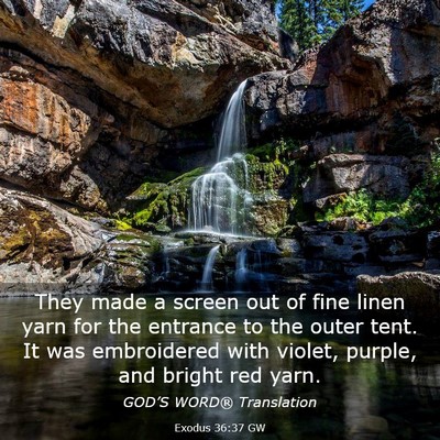 Picture 03 - Exodus 36:37 GW - They made a screen out of fine linen yarn for the - Bible Verse Picture
