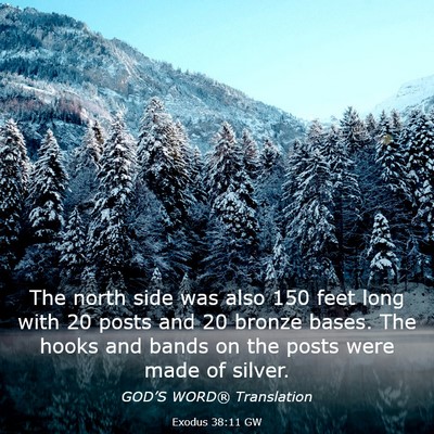 Picture 03 - Exodus 38:11 GW - The north side was also 150 feet long with 20 - Bible Verse Picture