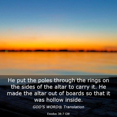 Picture 03 - Exodus 38:7 GW - He put the poles through the rings on the sides - Bible Verse Picture