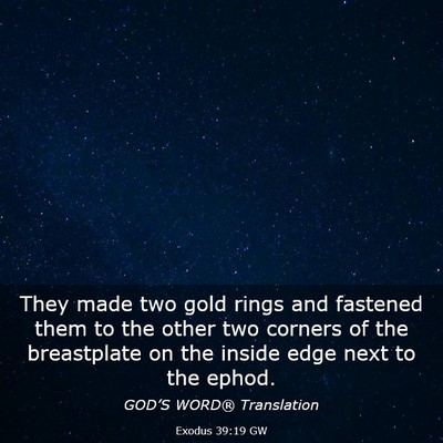 Picture 03 - Exodus 39:19 GW - They made two gold rings and fastened them to the - Bible Verse Picture