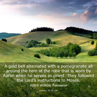 Picture 03 - Exodus 39:26 GW - A gold bell alternated with a pomegranate all - Bible Verse Picture