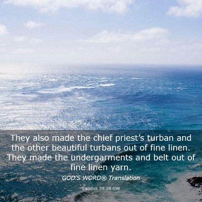 Picture 03 - Exodus 39:28 GW - They also made the chief priest’s turban and - Bible Verse Picture