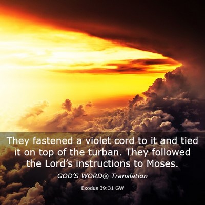 Picture 03 - Exodus 39:31 GW - They fastened a violet cord to it and tied it on - Bible Verse Picture