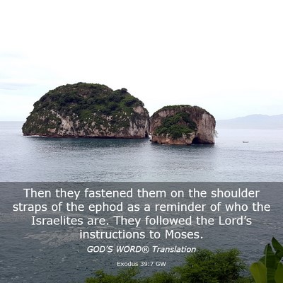 Picture 03 - Exodus 39:7 GW - Then they fastened them on the shoulder straps of - Bible Verse Picture