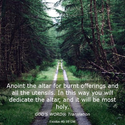 Picture 03 - Exodus 40:10 GW - Anoint the altar for burnt offerings and all the - Bible Verse Picture