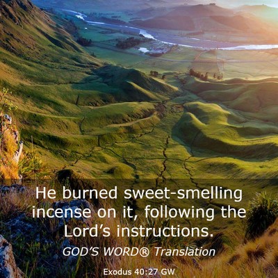 Picture 03 - Exodus 40:27 GW - He burned sweet-smelling incense on it, following - Bible Verse Picture