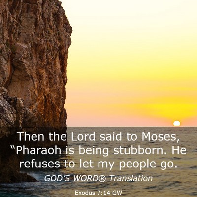 Picture 03 - Exodus 7:14 GW - Then the Lord said to Moses, “Pharaoh is being - Bible Verse Picture