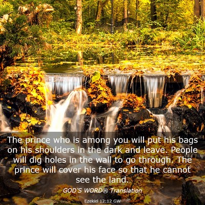 Picture 03 - Ezekiel 12:12 GW - The prince who is among you will put his bags on - Bible Verse Picture