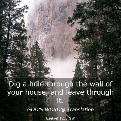 Picture 03 - Ezekiel 12:5 GW - Dig a hole through the wall of your house, and - Bible Verse Picture