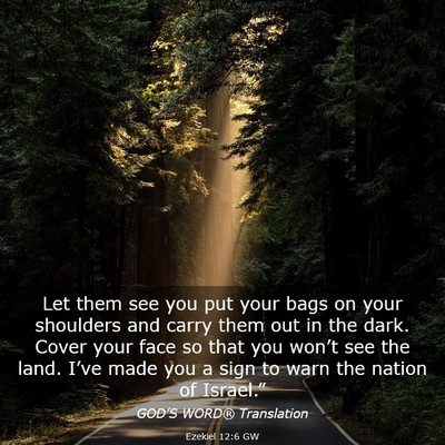 Picture 03 - Ezekiel 12:6 GW - Let them see you put your bags on your shoulders - Bible Verse Picture