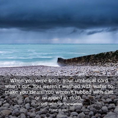 Picture 03 - Ezekiel 16:4 GW - When you were born, your umbilical cord wasn’t - Bible Verse Picture